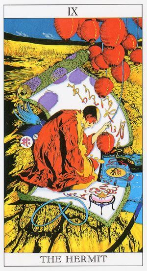 Sergio Toppi's visual Art Love and Mystery Tarot by Yoshitaka Amano: The Hermit