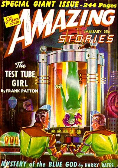 Ed Valigursky Amazing Stories Covers Art Malcolm Smith, Amazing Stories 42-01, The Test Tube Girl by Frank Patton.
