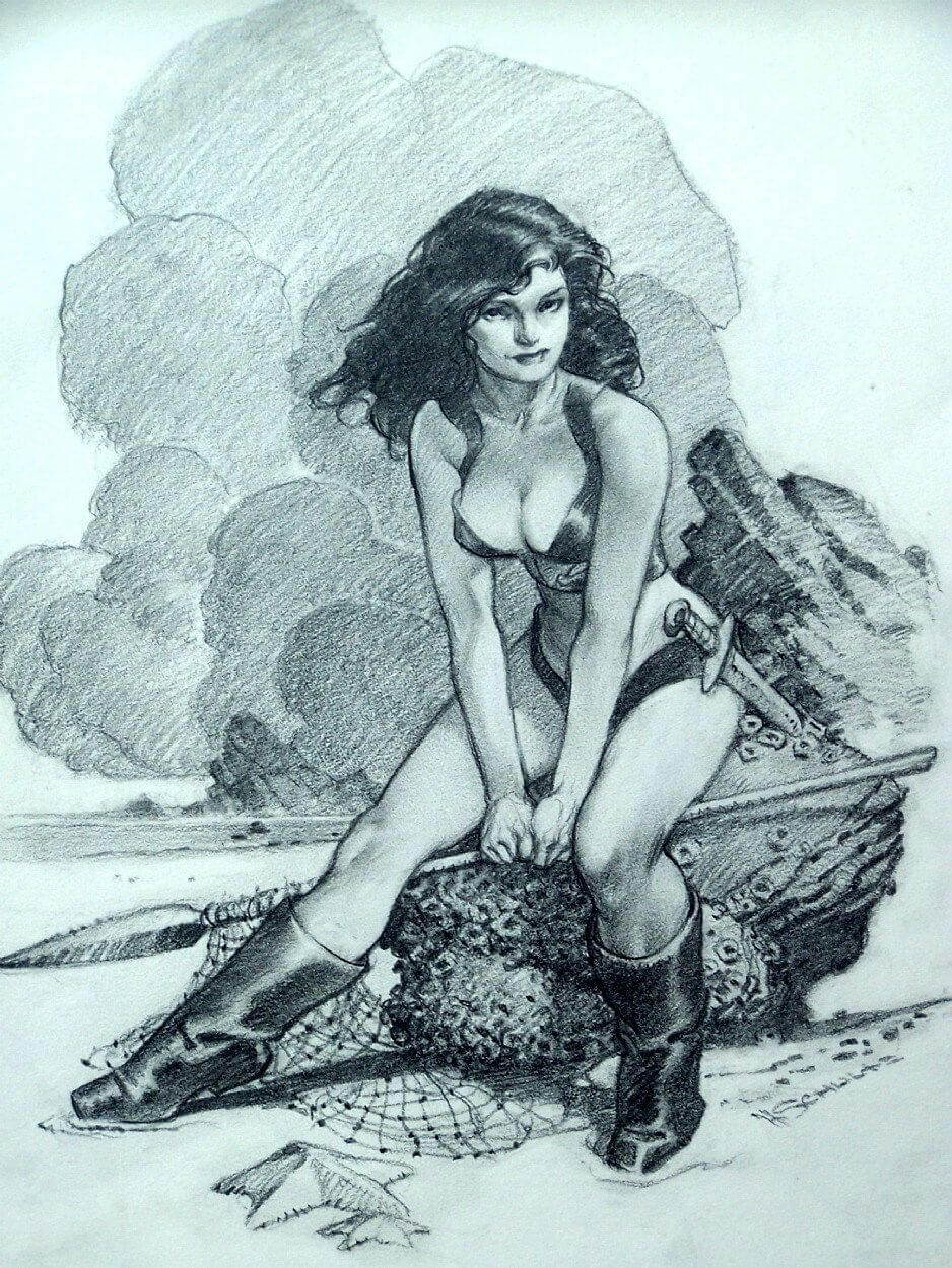 Mark Schultz's visual Art Mark Schultz, Hannah Dundee by the sea.