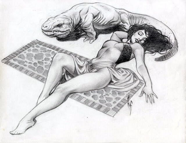 Mark Schultz's visual Art Mark Schultz, Xenozoic Tales, Asleep in the sun.