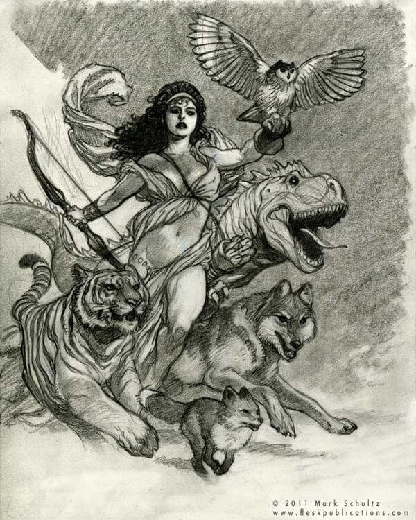 Mark Schultz's visual Art Mark Schultz, preliminary art for Artemis.
