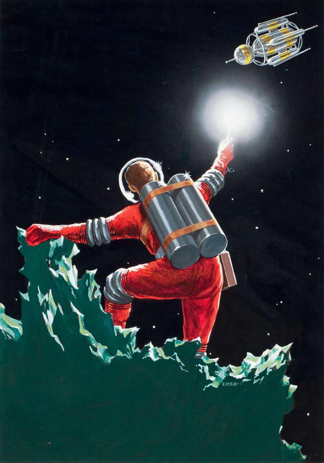 Ed Emshwiller's visual Art Marooned on an asteroid, Ed Emshwiller, 1953