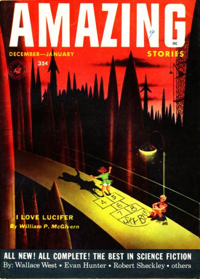Ed Valigursky Amazing Stories Covers Art Mel Hunter, Amazing Stories 53-12, 54-01. Hopscotch is forever.