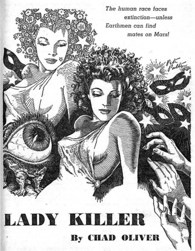 Peter Poulton's Covers Art Peter Poulton, Lady Killer by Chad Oliver, Startling Stories 52-03, p.91.