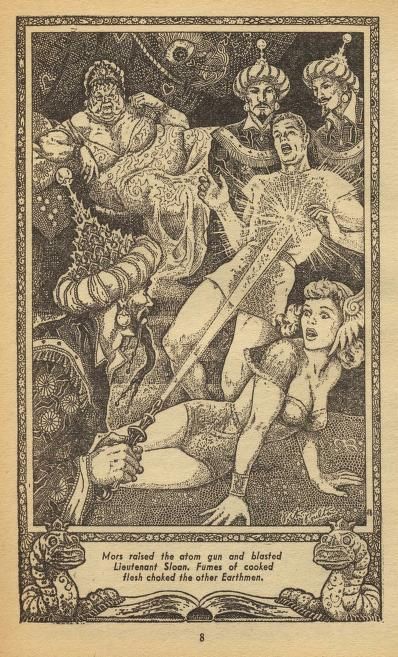 Peter Poulton's Covers Art Peter Poulton, Quest of the Queen by Ross Linden, Future SF52-01, p.8.