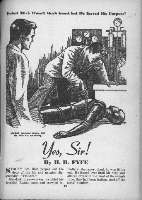 Peter Poulton's Covers Art Peter Poulton, Yes, Sir! by H.B. Fyfe, Startling Stories 51-09, p.99.