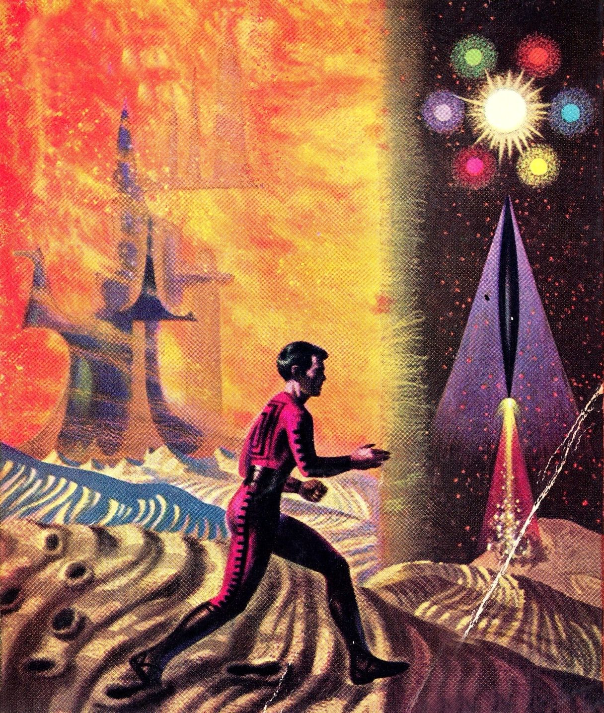 Richard M. Powers's visual Art Richard Powers, Against the Fall of Night by Arthur C. Clarke 1954.