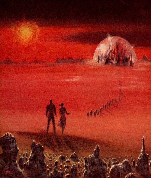 Richard M. Powers's visual Art Richard Powers, City at World’s End by Edmond Hamilton, 1957.