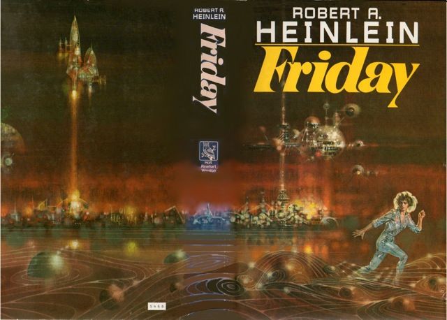 Richard M. Powers's Covers Art Richard Powers, Friday by Robert A. Heinlein, wraparound cover, 1983.