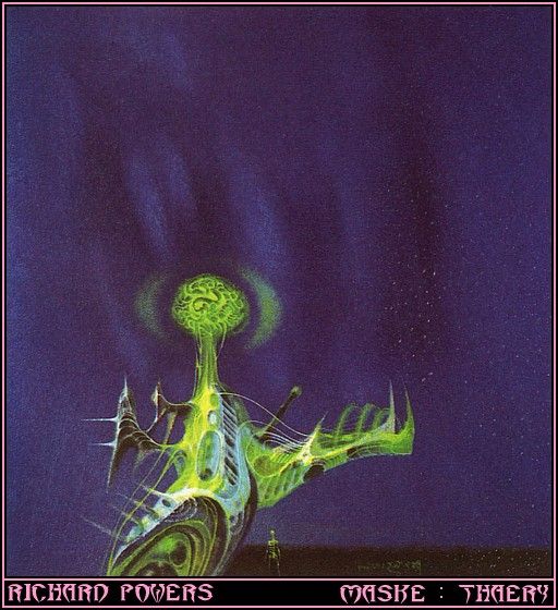 Richard M. Powers's visual Art Richard Powers, Maske: Thaery by Jack Vance, 1976.