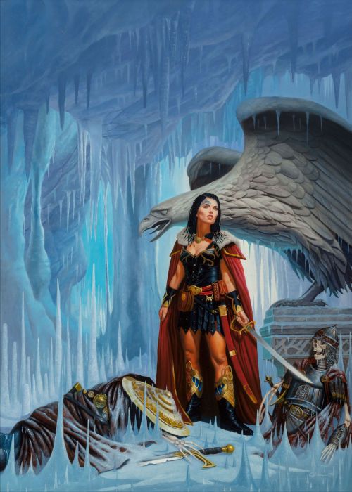 Steve Youll, cover art for The Riddled Night by Valery Leith, 2000.