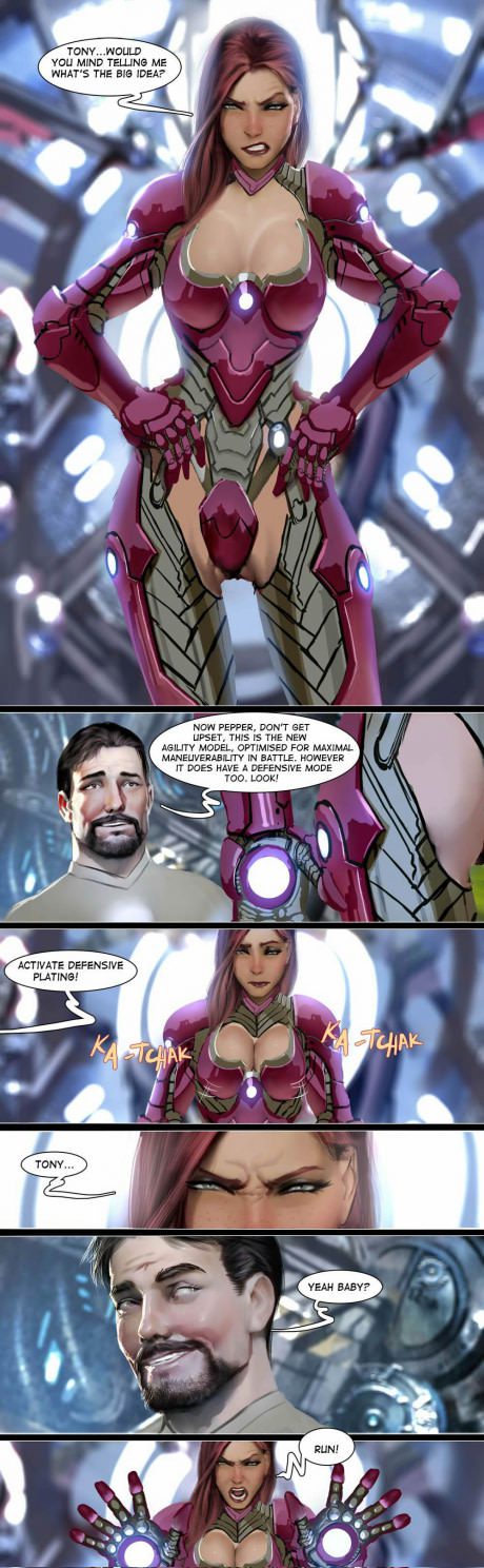 Stjepan Šejić's visual Art Stuff Tony Stark does when he's free..