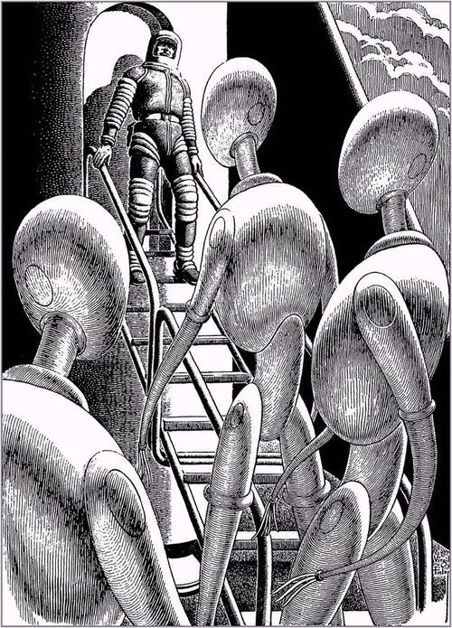 Virgil Finlay's visual Art Virgil Finlay, Gift Horse by A. Bertram Chandler, Worlds of If 58-06.