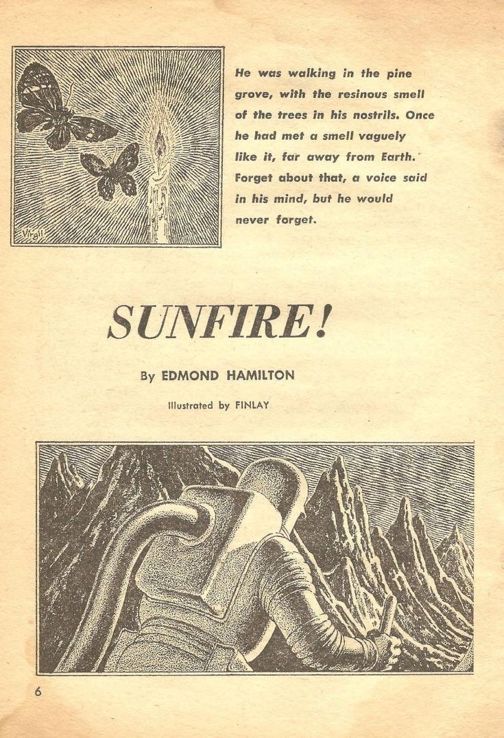 Virgil Finlay's visual Art Virgil Finlay, Sunfire! by Edmond Hamilton, Amazing Stories 62-09, p.6.