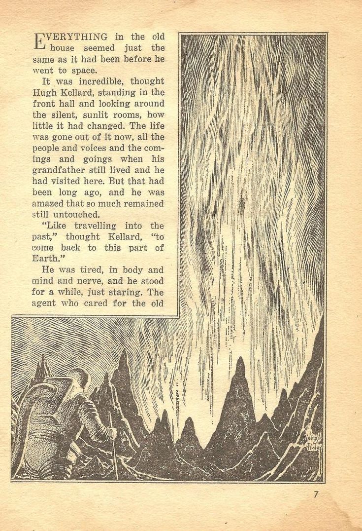 Virgil Finlay's visual Art Virgil Finlay, Sunfire! by Edmond Hamilton, Amazing Stories 62-09, p.7.