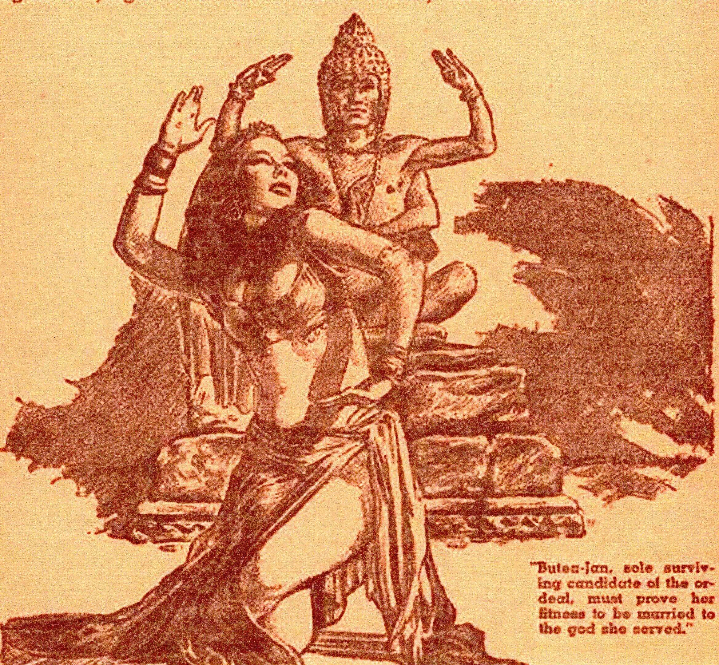 Virgil Finlay for Weird Tales 's visual Art Virgil Finlay, The Temple Dancer by Seabury Quinn, Weird Tales 38-04.