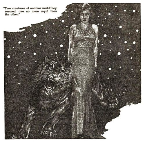 Virgil Finlay for Weird Tales 's visual Art Virgil Finlay, Toean Matjan by Vennette Herron, Weird Tales 38-01, p.71.