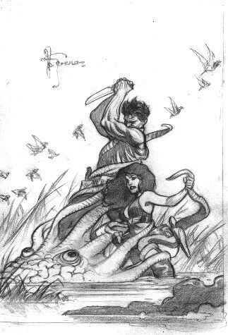 Mark Schultz's visual Art Xenozoic Cover Prelim Idea Comic Art