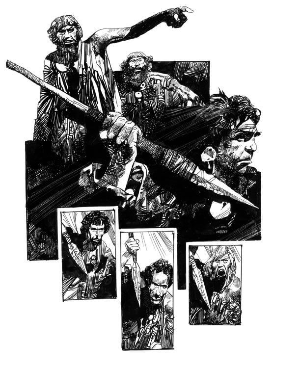 Sergio Toppi's visual Art lance préhistoire, sergio Toppi