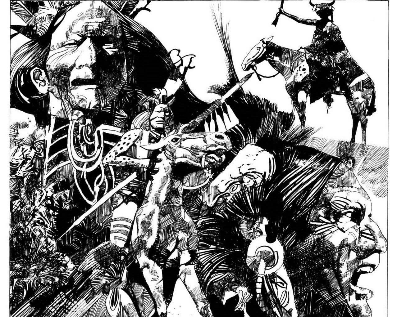 Sergio Toppi's visual Art Фрагмент страницы из графического романа Серджо Топпи «Коллекционер»