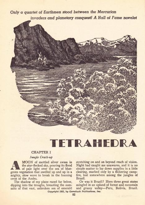 Lawrence Sterne Stevens's Illustration Art LSS? Tetrahedra of Space by P. Schuyler Miller. Startling Stories 48-09, p.82.