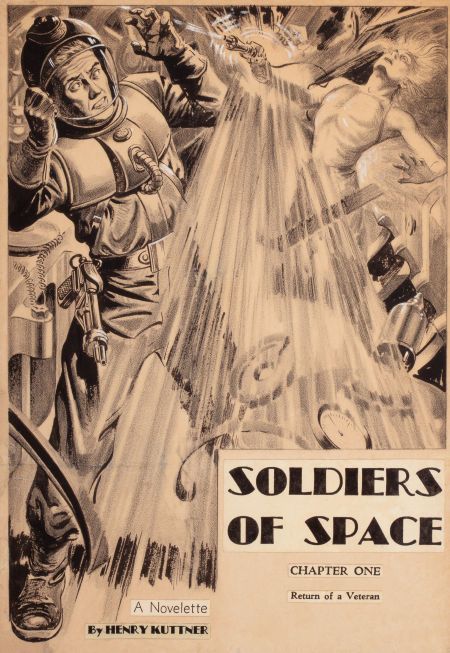 Lawrence Sterne Stevens's Illustration And Book Covers Art Lawrence Sterne Stevens, Soldiers of Space by Henry Kuttner, Astonishing Stories 43-02.