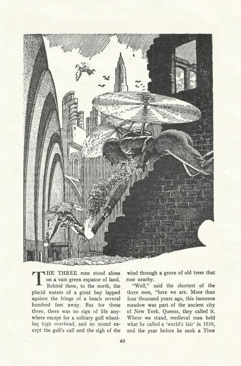 Lawrence Sterne Stevens's Illustration And Book Covers Art Lawrence Sterne Stevens, The Silver Plague by Clyde Woodruff (David V. Reed), Amazing Stories 52-02, p.49.