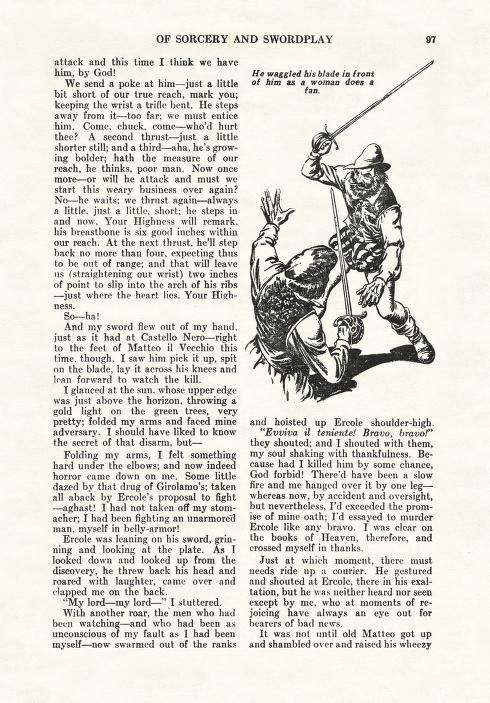 Lawrence Sterne Stevens's Illustration And Book Covers Art Lawrence Sterne Stevens, Of Sorcery and Swordplay, F.R. Buckley, Adventure V108N4, 43-02, p.97.