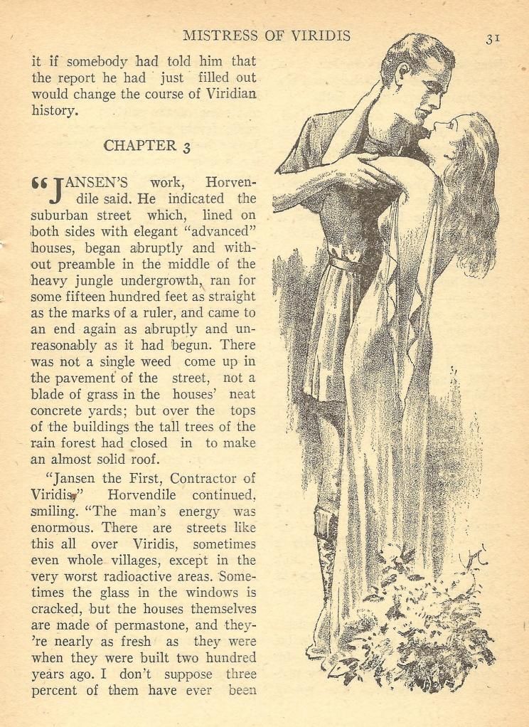 Lawrence Sterne Stevens's Illustration And Book Covers Art Lawrence Sterne Stevens, Mistress of Viridis by Margaret St. Clair, Universe 55-03, p.31.