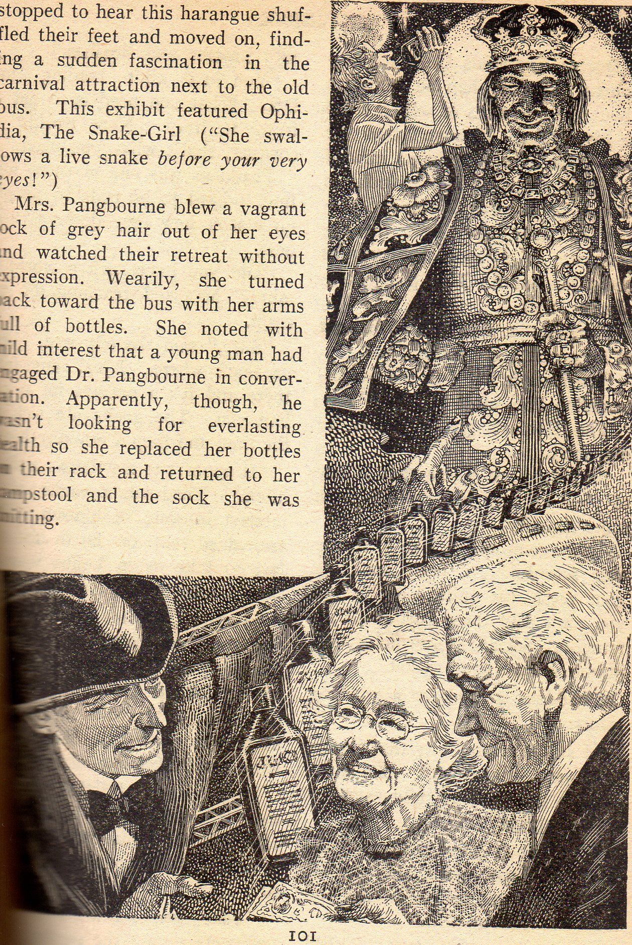 Lawrence Sterne Stevens's Illustration And Book Covers Art Lawrence Sterne Stevens, Panacea by Dean A. Grinnell, Universe SF 54-05, p.101.