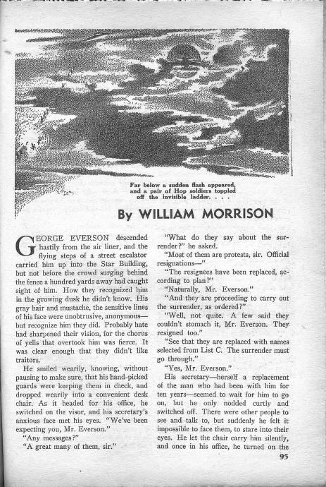 Lawrence Sterne Stevens's Illustration And Book Covers Art Lawrence Sterne Stevens, Hop O' My Thumb by William Morrison, Super Science Stories 50-04, p.95.
