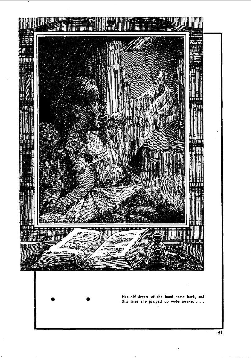 Lawrence Sterne Stevens's Illustration And Book Covers Art Lawrence Sterne Stevens, The Book by Margaret Irwin, Famous Fantastic Mysteries 51-12, p.81.