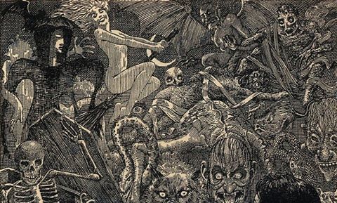 Lawrence Sterne Stevens's Illustration And Book Covers Art Lawrence Sterne Stevens, The Homecoming by Ray Bradbury, Famous Fantastic Mysteries 52-12. Often wrongly attributed to Virgil Finlay.