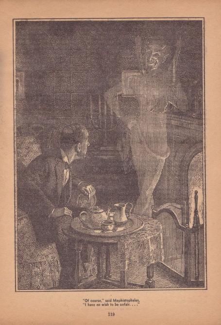 Lawrence Sterne Stevens's Illustration And Book Covers Art Lawrence Sterne Stevens, Mr. Primrose Goes to the Devil by William P. Templeton, Fantastic Novels 50-05, p.119.