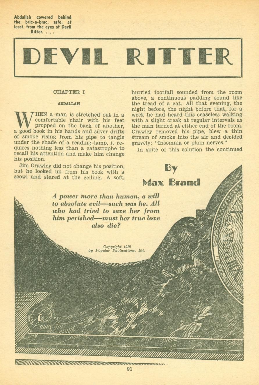 Lawrence Sterne Stevens's Illustration And Book Covers Art Lawrence Sterne Stevens, Devil Ritter by Max Brand, Fantastic Novels 49-05, p. 91.