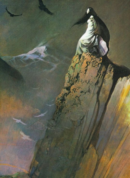 Frank Frazetta's Visual Art Unlettered cover art by Frank Frazetta for the novel ‘Red Moon And Black Mountain’ by Joy Chant