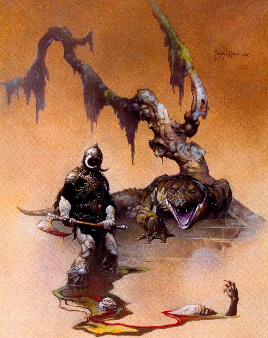Frank Frazetta's Visual Art Frank Frazetta, Tooth and Claw, used for the cover of Frank Frazetta's Death Dealer #3: Tooth and Claw by James Silke, 1989.