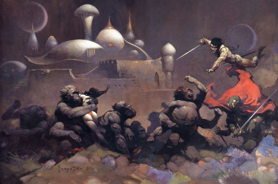 Frank Frazetta's Visual Art Frank Frazetta, The Gods of Mars & The Warlord of Mars wraparound cover for the SF Book Club edition with 6 Frazetta illustrations, Nelson Doubleday & Co., 1971.