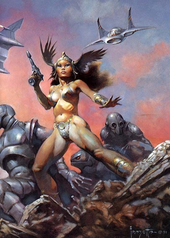 Frank Frazetta's Visual Art Frank Frazetta, right side of Dawn Attack, used for the cover of Writers of the Future Volume
