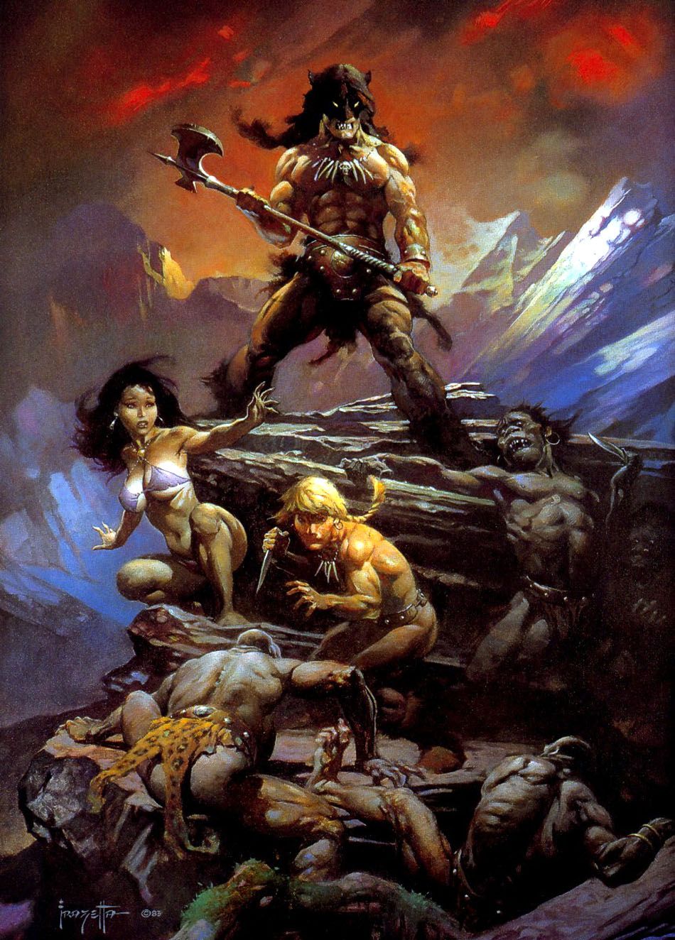 Frank Frazetta's Visual Art Frank Frazetta, Fire and Ice, VHS sleeve for the Ralph Bakshi animation, 1983.