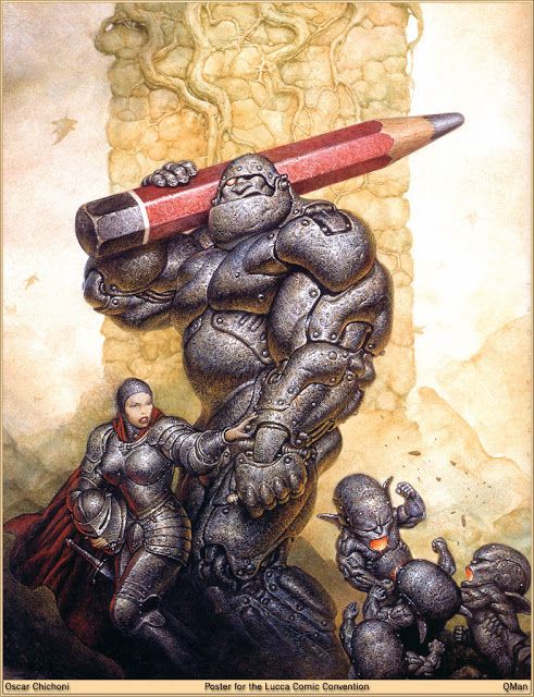 Oscar Chichoni's Visual Art Oscar Chichoni, cover for Heavy Metal #156. Also, poster art for the Lucca Comic Convention.