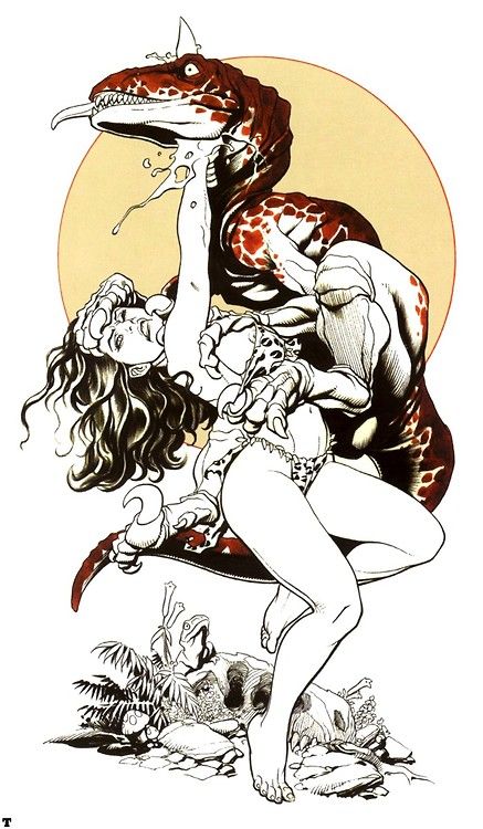 Frank Cho's Visual Art Cavewoman vs. The Raptor by Frank Cho