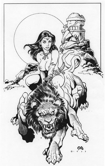 Frank Cho's Visual Art Frank Cho, Banth-riding Dejah Thoris.