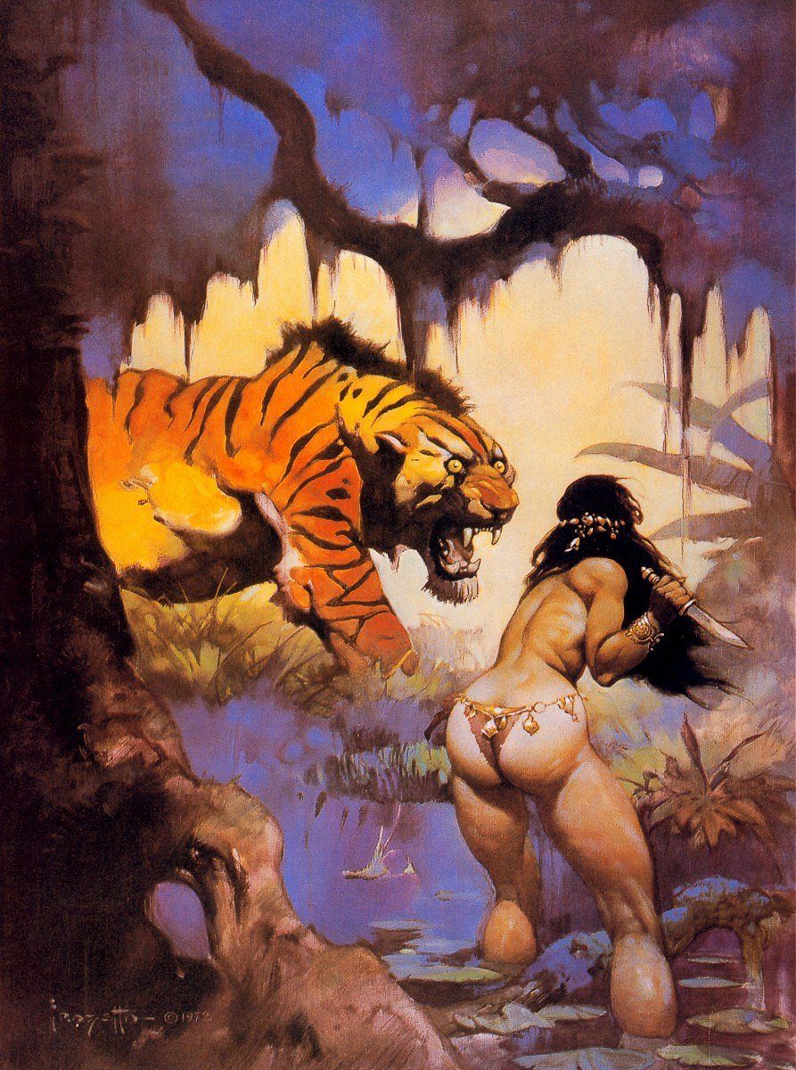 Frank Frazetta's Visual Art Frank Frazetta, Escape on Venus by ERB, 1974.