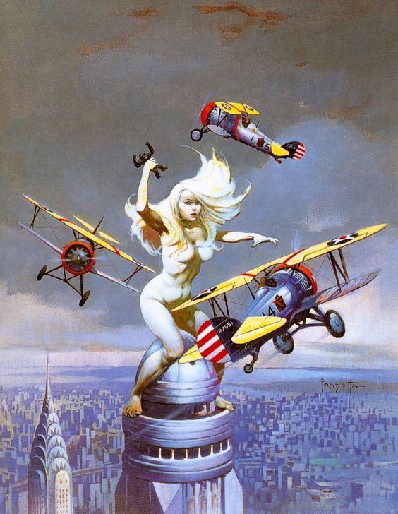 Frank Frazetta's Visual Art Frank Frazetta, Queen Kong, used for the cover of Eerie #81, role reversal!