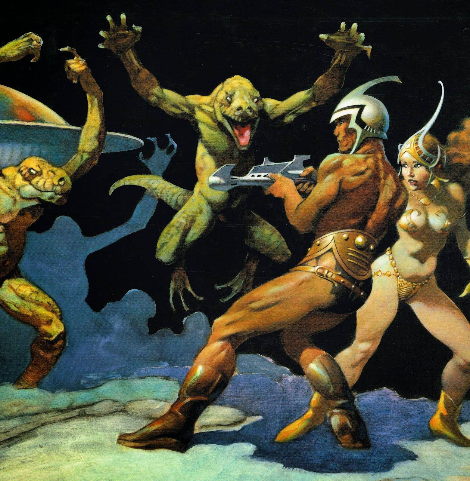 Frank Frazetta's Visual Art Frank Frazetta, detail of Leaping Lizards.