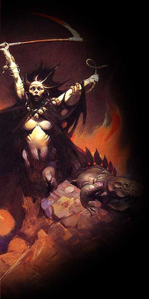 Frank Frazetta's Visual Art Frank Frazetta, detail of Woman with a Scythe.
