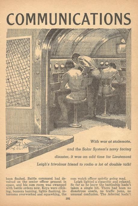 Lawrence Sterne Stevens's Illustration Art LSS? Communications by Edwin James, Startling Stories 49-09, P.101.