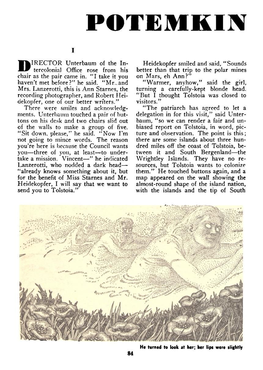 Lawrence Sterne Stevens's Illustration Art LSS? Potemkin Village by Fletcher Pratt, Startling Stories 53-02, p.84.