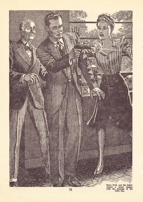 Lawrence Sterne Stevens's Illustration Art LSS? Rat Race by Dorothy and John de Courcy, Startling Stories 48-09, p.72.